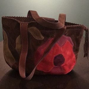 COACH suede handbag w floral design